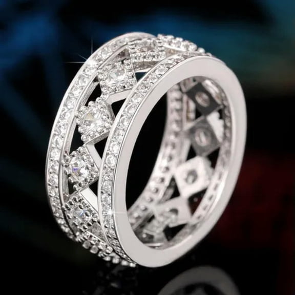 Fashion Band Cubic Zircon 925 Silver Rings Women Wedding Jewelry Gifts Sz 6-10