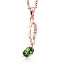 Music Eighth Note Jewelry Pendant Necklace Gift for Women By Keren Hanan | 18K Rose Gold Plated Silver | Green Tourmaline | 0.60 Cttw | October Birthstone | Oval 6X4MM | with 18 inch Silver Chain