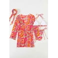 thumbnail image 6 of Sexy Summer Printed Bikini Cover Up Four Piece Set (L, MultiGreen), 6 of 9