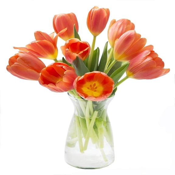KaBloom: 10 Orange Tulips in a Vase, Next-Day Delivery, Gift for Every Occasion.