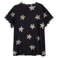 thumbnail image 4 of Ochine Women T Shirt Short Sleeves V Neck Lace Trim Tunic Top Star Print Loose Fit Comfort Summer Loungewear Tee, S-3XL, 4 of 9