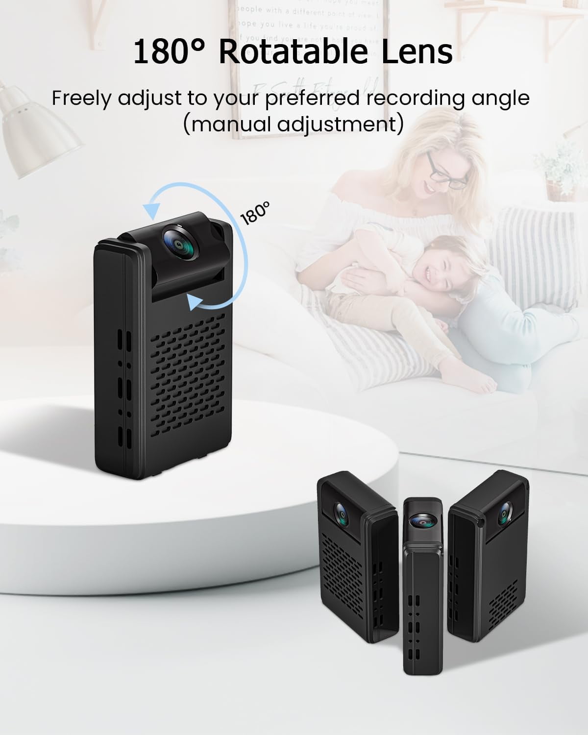 Spy Camera , Hidden Camera Mini Security Camera, Nanny Cam with 180°Rotating Lens, 4K WiFi Wireless Surveillance, Motion Detection, Auto Night Vision