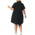 thumbnail image 4 of Agnes Orinda Women's Plus Size Mother's Day Babydoll Denim Dress Button Down Lapel Short Sleeves Casual Jean Shirt Dresses with Pockets 4X Black, 4 of 7