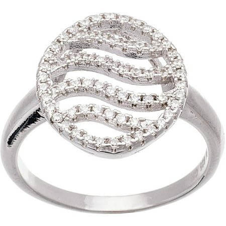 - Lesa Michele Cubic Zirconia Circle Pave Ring in Sterling Silver