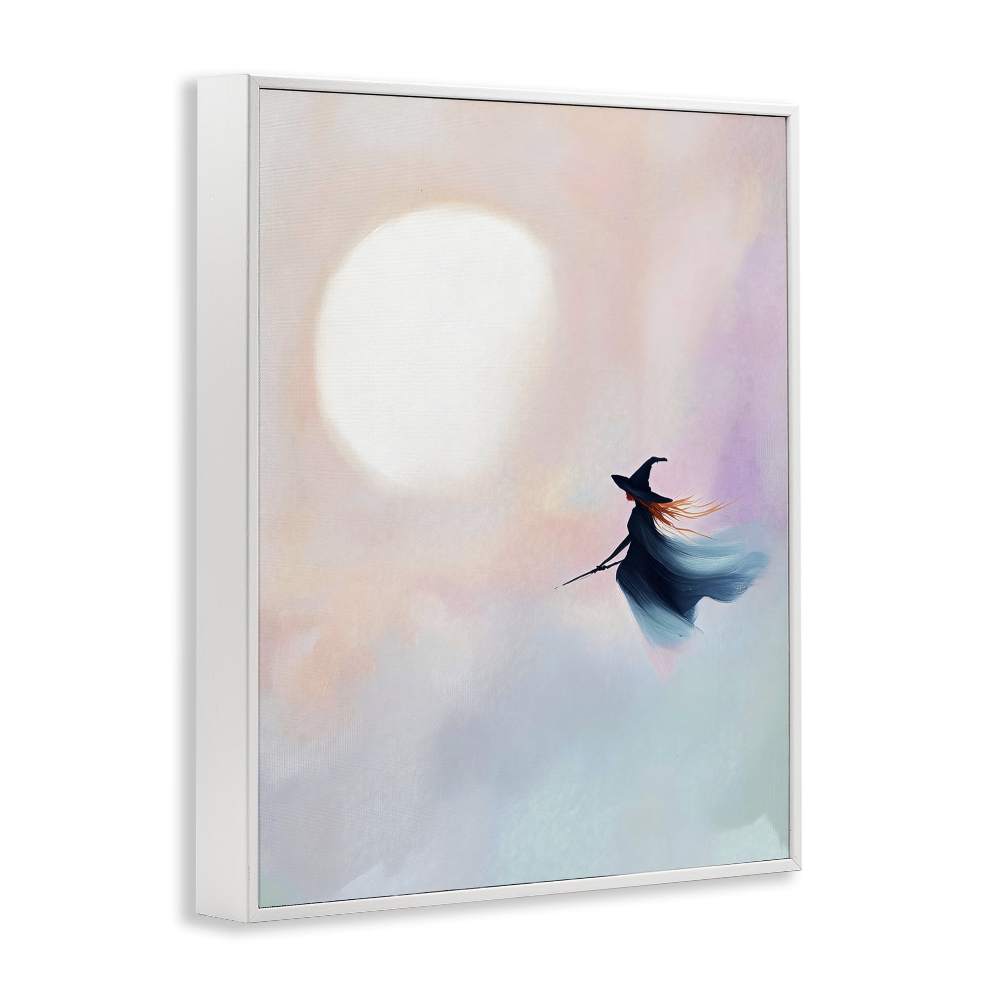 Stupell Industries Witch Flying at Sunset White Framed Giclee Art, design by The Prints Vibe