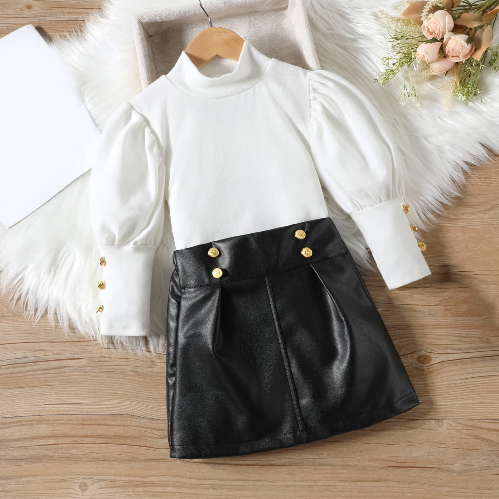 jsaierl Fall Outfits for Baby Girls Pcs High Neck Button Long