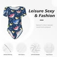 thumbnail image 6 of Haiem Party Shark Cute Women's Crew Neck Short Sleeve Bodysuit Tops Stretchy Slim Basic-XX-Large, 6 of 9