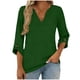 thumbnail image 4 of Mujeres 3/4 Manga de Verano Tops V Cuello Botonado Color Sólido Blusa, Camisetas Casuales de las Mujeres Suelto Ajuste Suave Respirable Primavera de Uso Diario, 4 of 8