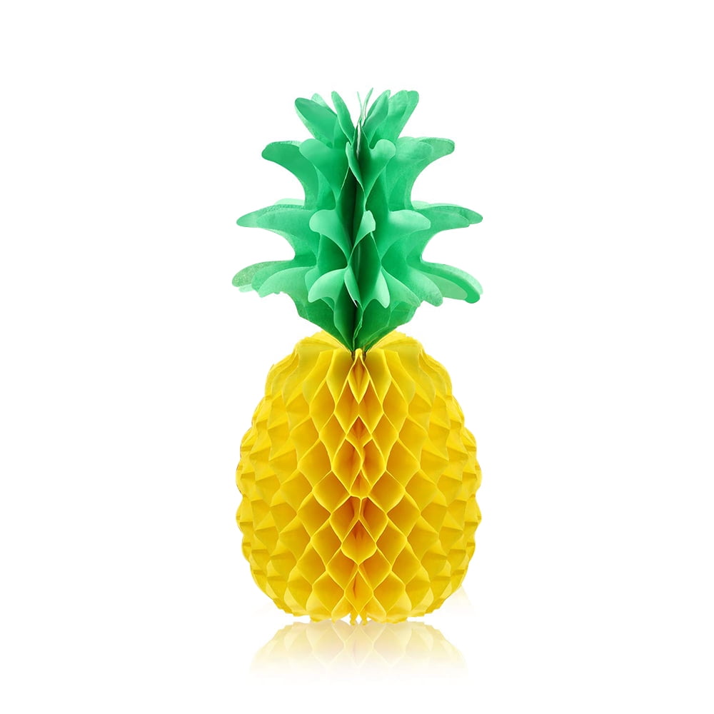 6 Pieces 12 Inches Paper Pineapples Honeycomb Balls Tissue Paper Pineapples Craft for Tropical Hawaiian Themed Party Hanging Centerpieces Supplies 
