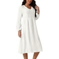 thumbnail image 4 of INSPIRE CHIC Women's Elegant Frilled Long Sleeve V Neck Casual Pleated Fit Flare A-Line Midi Dress M White, 4 of 5