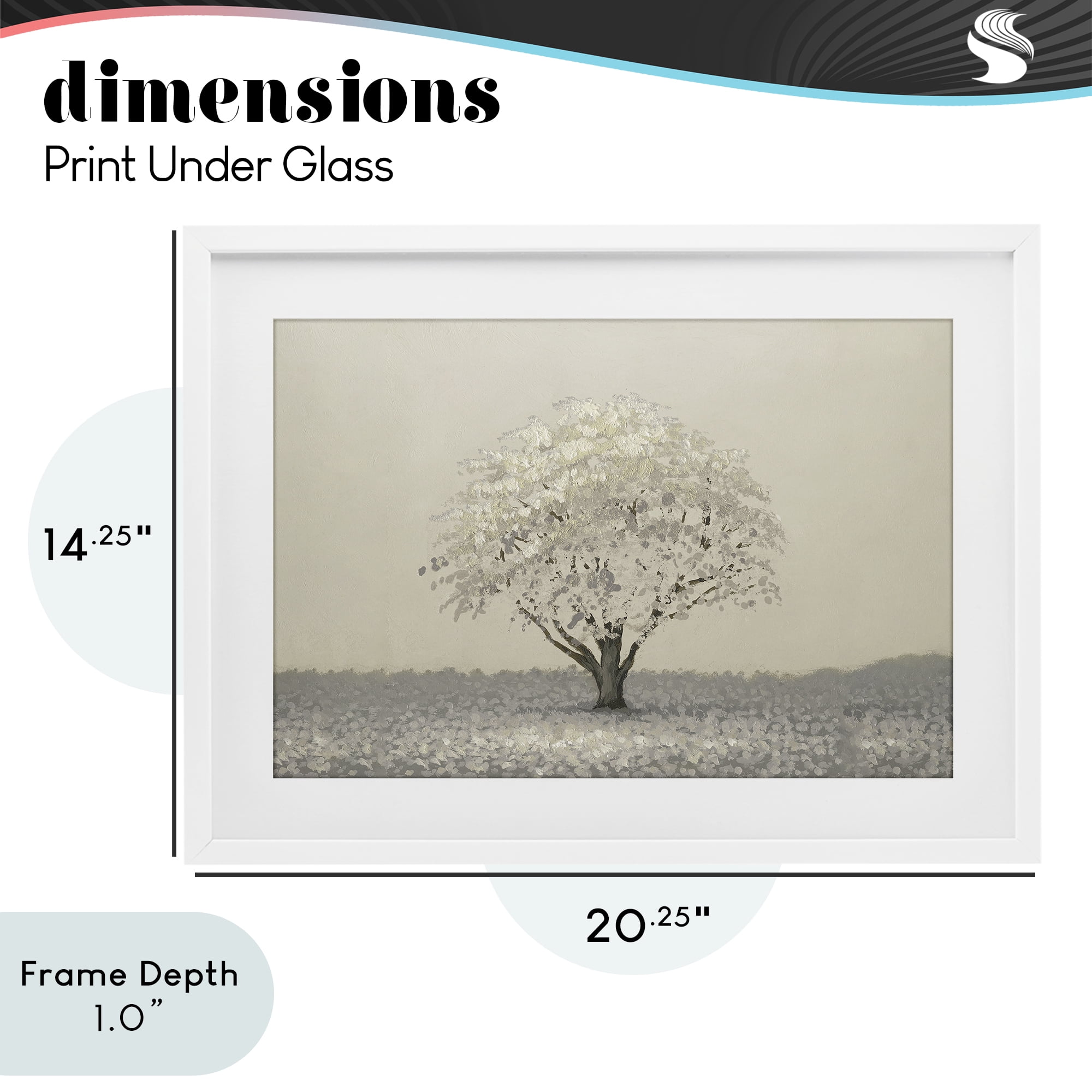 Stupell Industries Neutral Radiance Tree White Framed Print Under Glass, design by Michael Marcon