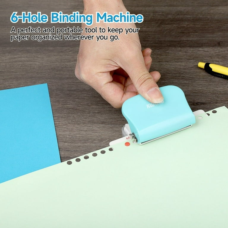 Mini Binding Machine, Manual Binding Machine, 6-Hole Cinch Book Binding Machine, Coil Binding Machine for Home Office, Punch 5 Sheets, for A4 30 Holes
