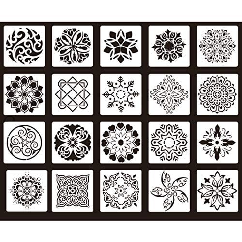 20 pack geometric stencils 12 x 12 inch modern wall stencils for scrapbooking drawing perfect alternative for wallpaper walmart com