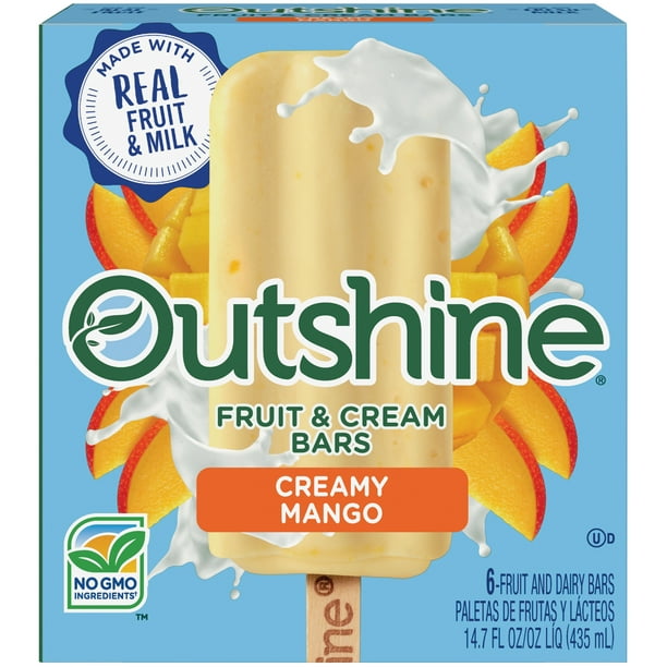 Outshine Creamy Mango Fruit Cream Bars 6 Ct Box Gluten Free Non Gmo Walmart Com Walmart Com