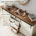 thumbnail image 6 of OKD 60" Farmhouse TV Stands 4 Drawers Dresser Modern Wood Rustic Chest Organizer with Sliding Barn Doors for Bedroom Living Room, Antique White, 6 of 6