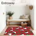 thumbnail image 3 of ODIKA 5'x7' Machine Washable Non-Slip Area Rug, Merry Character Collage with Penguin and Reindeer Surrounded by Holly High Traffic Rug with Pad, Red, 637130, 3 of 8