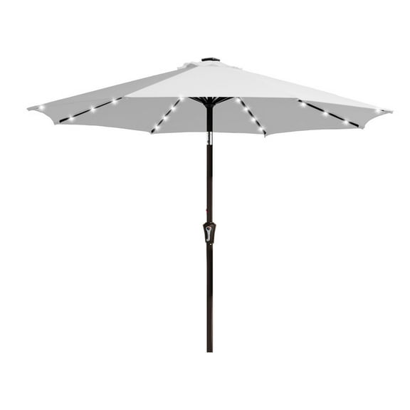 9ft Patio Market Umbrella with LED Lights,Crank & Tilt