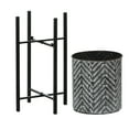 thumbnail image 5 of Luxen Home WHPL1539 Metal CachePot Planters with Black Metal Stands, Black & White - Set of 2, 5 of 5
