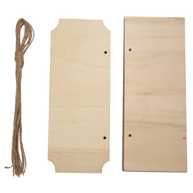 10 piezas de letreros de madera colgantes sin terminar, rectangulares, en blanco, con cuerdas para pirograbado, pintura y escritura