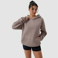 thumbnail image 2 of OQQ Women's Hooded Pullover Sweatshirt - Long Sleeve - Fashionable Fall/Winter Top with Front Pockets Design, 2 of 7