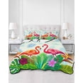 thumbnail image 2 of Twin XL Quilt Bedding Set, Pink Flamingos Reversible Summer Quilt 3 Pieces, Summer Botanical Tropical Animals Lightweight Bedspreads Coverlets with 2 Pillow Shams for All Seasons, 2 of 5