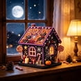 thumbnail image 5 of ZLKMQM Halloween 3D Candy House Diamond Painting Kit - DIY Gingerbread Cottage w/ Bats, Lollipops & Gifts, Wooden Rhinestone Tabletop Decor, 5 of 6