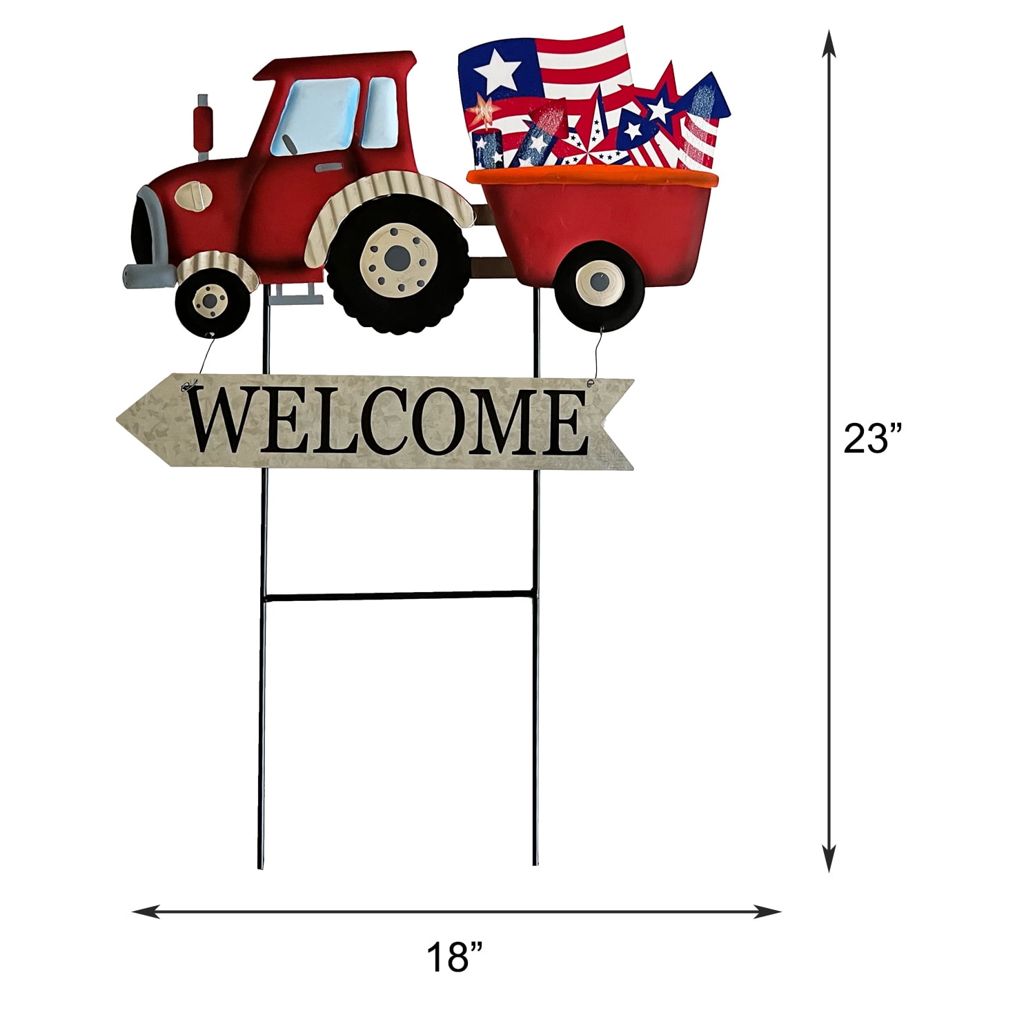 Vintage Interchangeable Pick Up Truck Yard Stake with Seasonal Sign Loads ,Metal Truck Welcome Sign for Garden Decorations