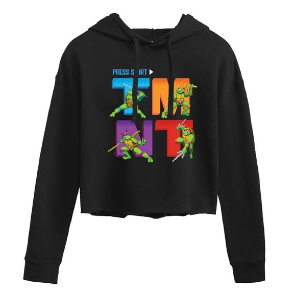 Teenage Mutant Ninja Turtles - Press Start Grid  - Juniors Cropped Pullover Hoodie