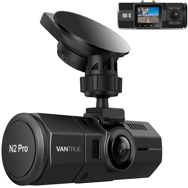 Vantrue N2 Pro Uber Dual Dash Cam Visión nocturna infrarroja, doble canal 1080P frontal e interior, cámara frontal única para accidentes de coche de 2,5 K, modo de estacionamiento con sensor de movimi