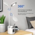 thumbnail image 6 of Desk lamp led dimmable, eye protection pen holder table lamp with touch field for night light and 3 brightness levels, gooseneck desk lamp with LCD display for study, white, 6 of 8