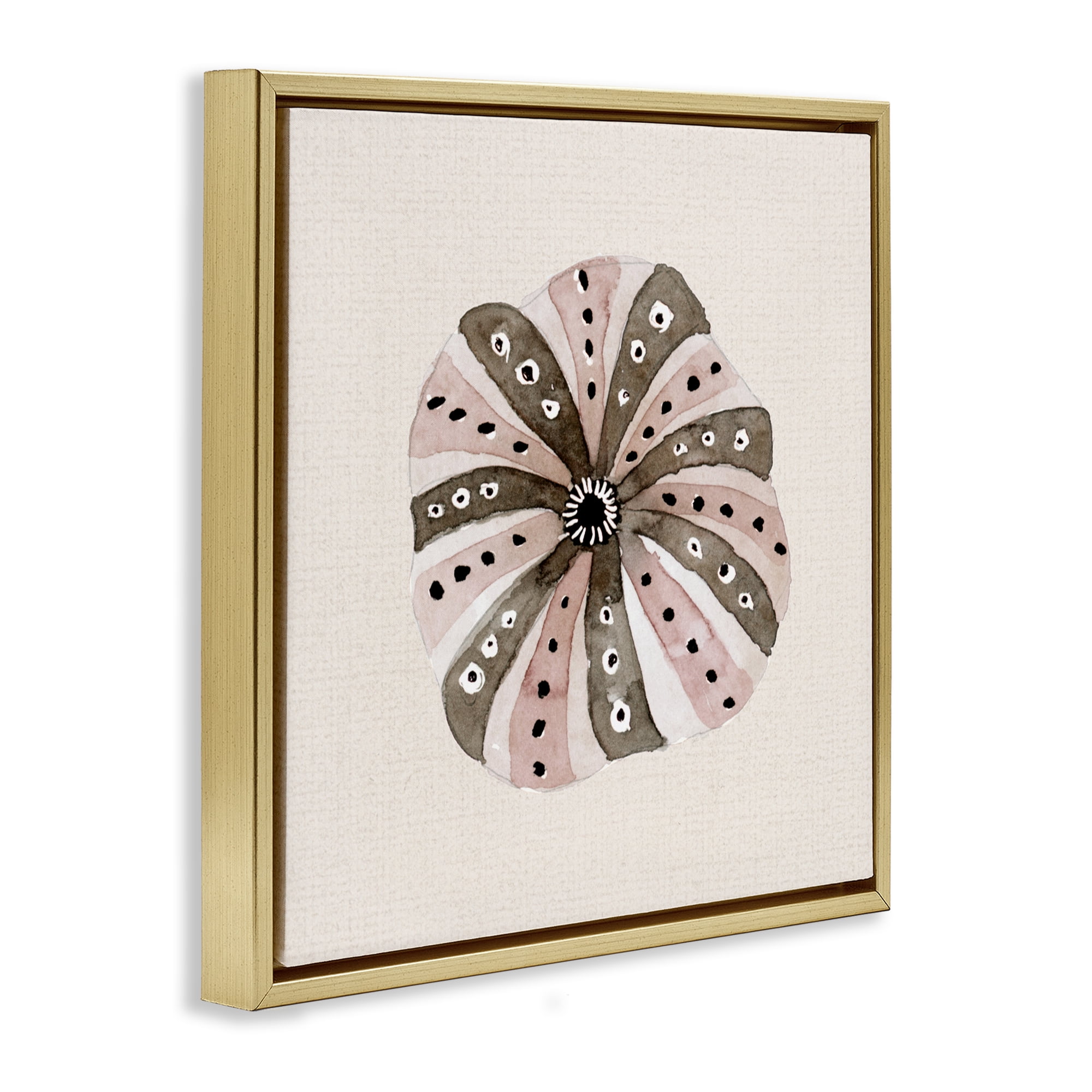 Stupell Industries Taupe Striped Sea Urchin Gold Framed Floater Canvas Wall Art, design by Lanie Loreth