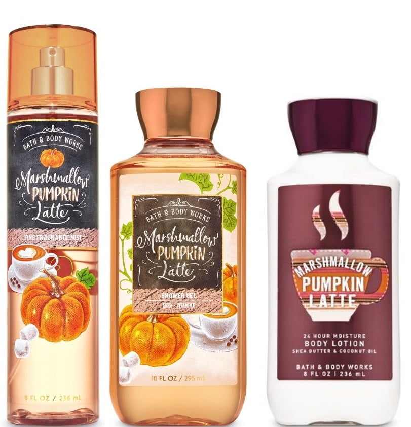 Bath and Body Works MARSHMALLOW PUMPKIN LATTE Daily Trio Gift Set