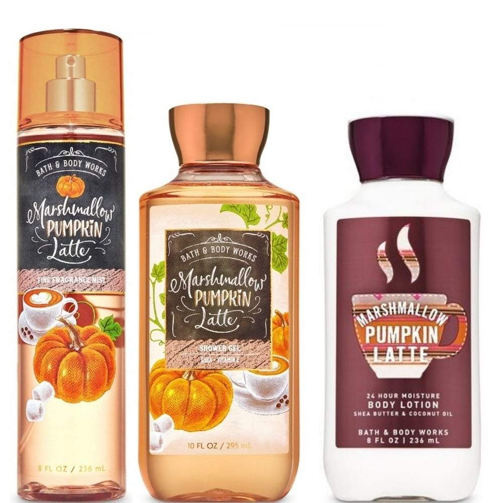 Bath and Body Works MARSHMALLOW PUMPKIN LATTE Daily Trio Gift Set