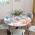 thumbnail image 5 of Orange Blue Coral Round Tablecloth for 45-54 Inch Tables,Fitted Table Cover with Elastic Edge,Green Gradient Coastal Ocean Color Waterproof Outdoor Table Cloth Protector for Patio Garden Dinner, 5 of 9