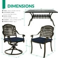 thumbnail image 6 of VIVIJASON 7-Piece Patio Furniture Dining Set, Outdoor Cast Aluminum Conversation Set, Include 4 Stationary Chairs, 2 Swivel Dining Chairs and a Rectangle Table with 2" Umbrella Hole, Navy Blue Cushion, 6 of 7