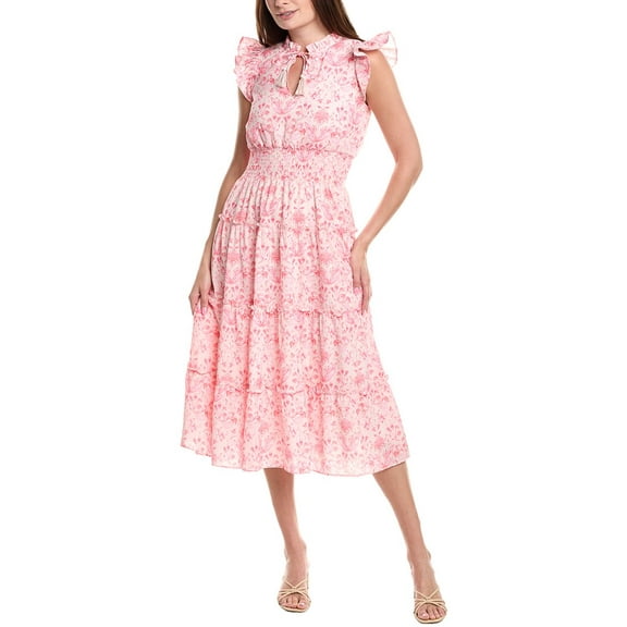 Sail to Sable womens  Smocked Waist Midi Dress, XL, Pink