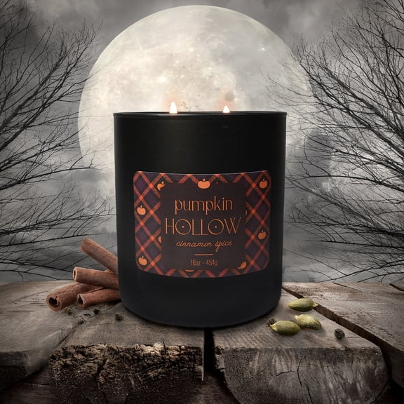 Colonial Candle Halloween Pumpkin Hollow Scented Jar Candle, 2 Wick, 16 oz, 60h Burn, Aromatic