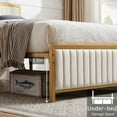 thumbnail image 4 of VECELO Full Size Metal Platform Bed Frame, Modern Upholstered Bed Frame with Velvet Tufted Headboard and Footboard, No Box Spring Needed, Gold & Beige, 4 of 8