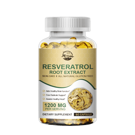 Nature's Live Resveratrol Maximum - 1200mg Per Serving Max Strength Antioxidant Supplement, Trans-Resveratrol Pills for Heart Health ,60 capsules ﻿