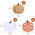 thumbnail image 5 of 12 Pcs Mixed Artificial Pumpkins Paintable White Fake Pumpkins Plaid Fabric Pumpkins For Fall Halloween Indoor Outdoor Decor, 5 of 6