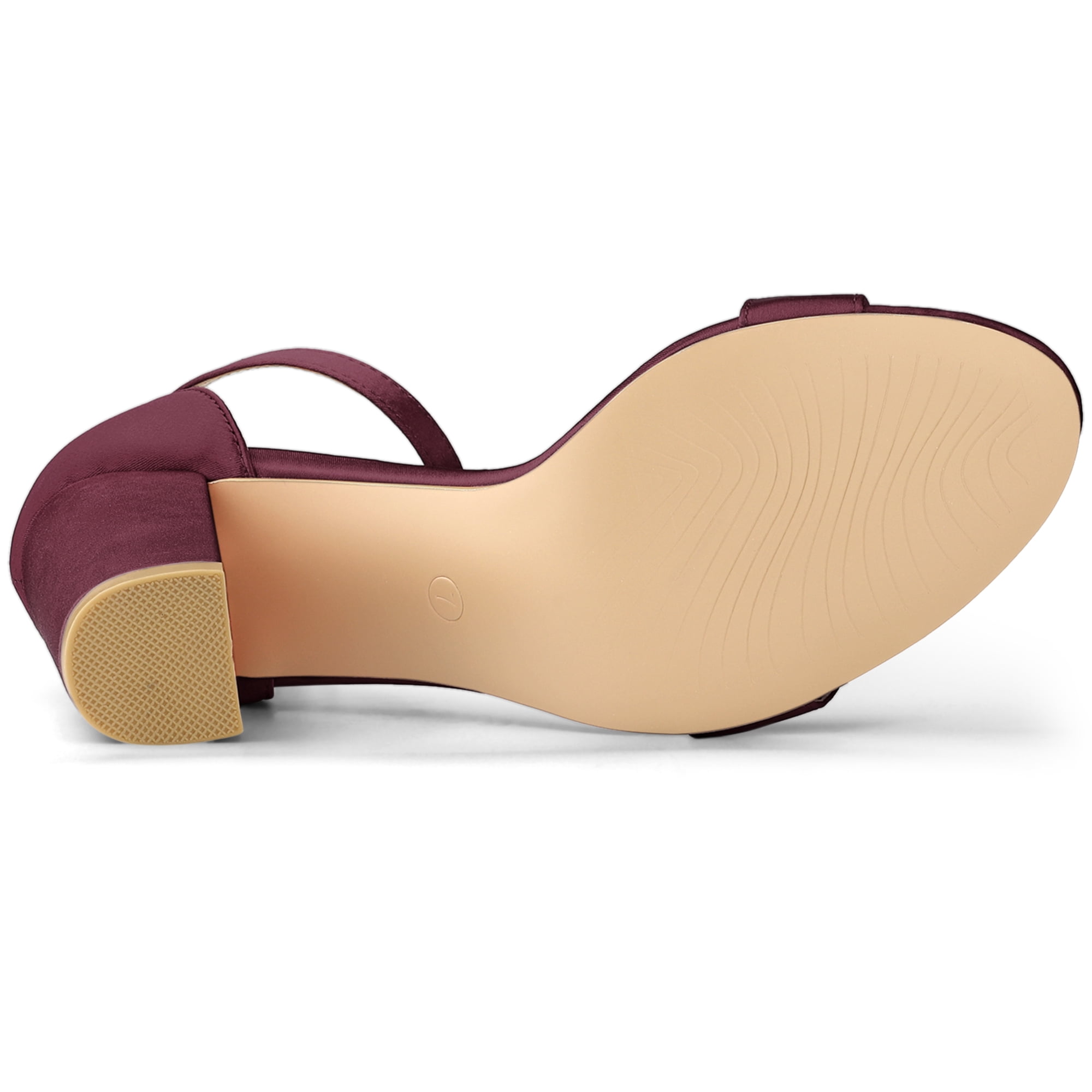 DARING DIVA Women's Satin Ankle Strap Chunky Heels Burgundy 9