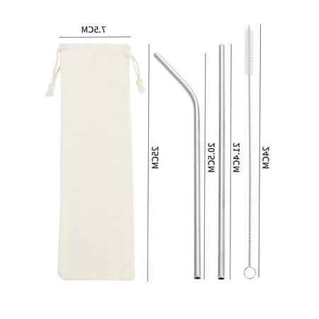 

10pcs Stainless Steel Straw 2pcs Cleaning Brush