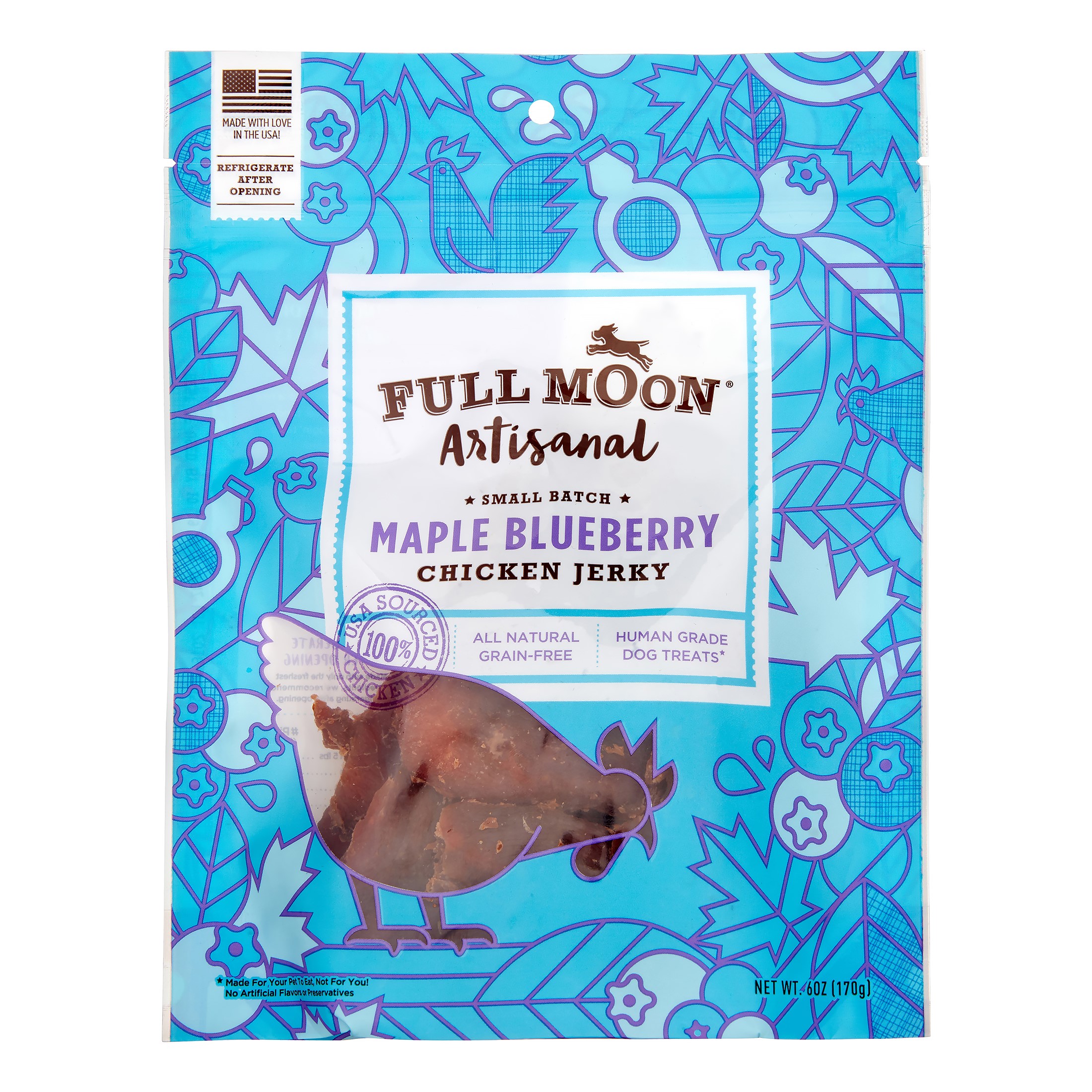 Full Moon Artisanal All Natural Human Grade Jerky Dog Treats, Maple