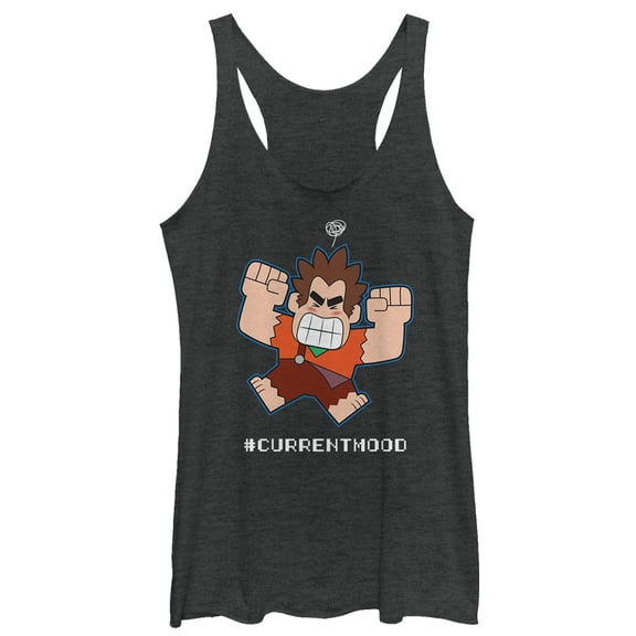 Women's Ralph Breaks the Internet Current Mood Racerback Tank Top Black Heather Medium