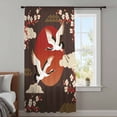 thumbnail image 3 of Japanese Style Sheer Curtains 54 Inches Long, Modern Cranes Cherry Flower Wave Brown Light Filering Curtains, Breathable Simi Curtain Privacy Drapes for Kitchen Bathroom Small Window Treatment, 3 of 9