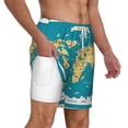 thumbnail image 2 of Kdxio World Map With Landmarks Print Men'S Swim Trunks With Compression Liner 7 Inch Inseam Quick Dry Swim Shorts, 2 of 7