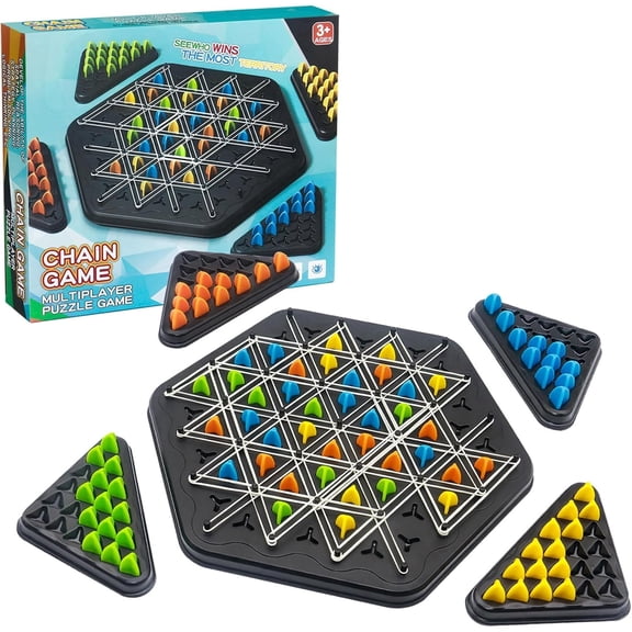 Triggle Game, Chain Triangle Chess Game, Wavelength Board Game, Triggle Rubber Band Game for  Adults, Multiplayer Triangle Board Game, Family Games, Birthday Gifts
