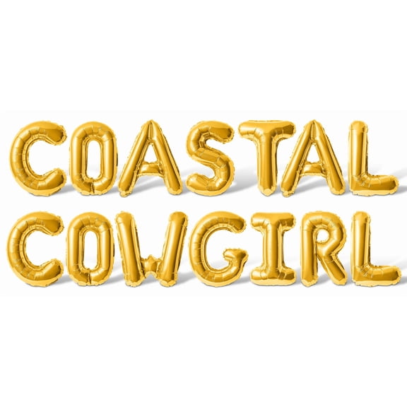 Letter Balloons - COASTAL COWGIRL 16" Inch Alphabet Letters Foil Mylar Balloon Bachelorette Party Banner (Gold)