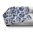 thumbnail image 3 of Watercolor Soft Flannel Fleece Throw Blanket, Hand Drawn Roses and Leaves Abstract Floral Blooming Nature Theme, Cozy Plush for Indoor and Outdoor Use, 60" x 80", Violet Blue Slate Blue, by Ambesonne, 3 of 6