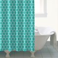 thumbnail image 4 of Turquoise Geometric Quatrefoil Pattern Shower Curtain 72"x84" ,Bathroom Decorative Shower Curtains Set with 12 Hooks,Modern Waterproof Washable Shower Curtain, 4 of 6